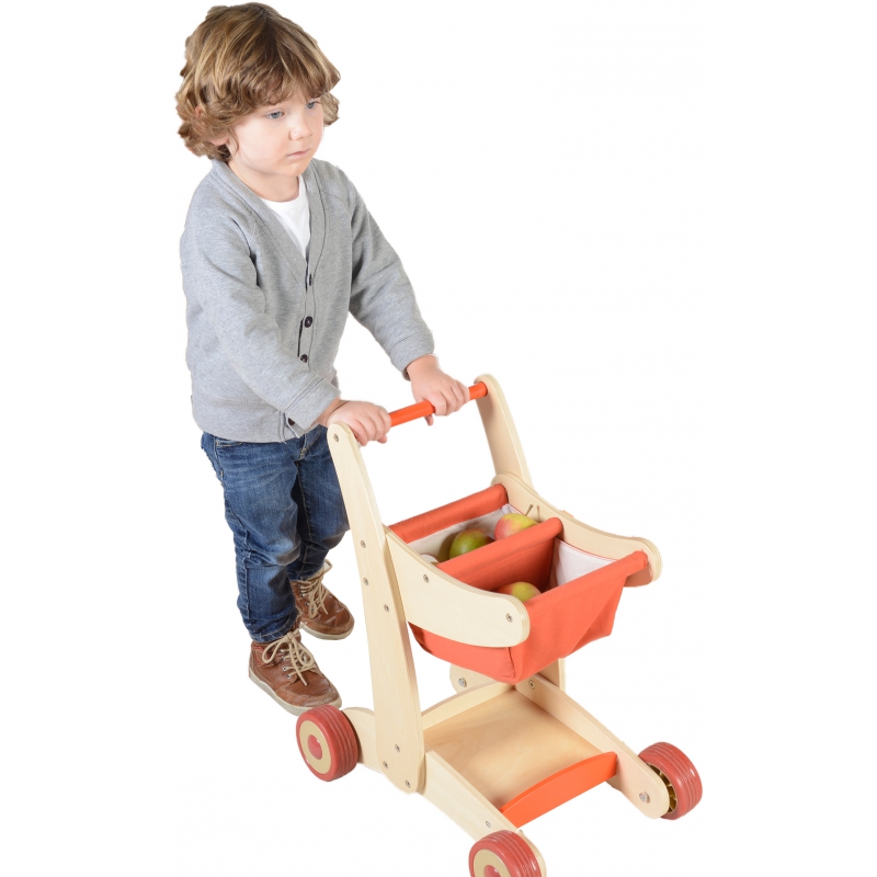 Drewniany wózek sklepowy na zakupy, zabawka dla dzieci Masterkidz