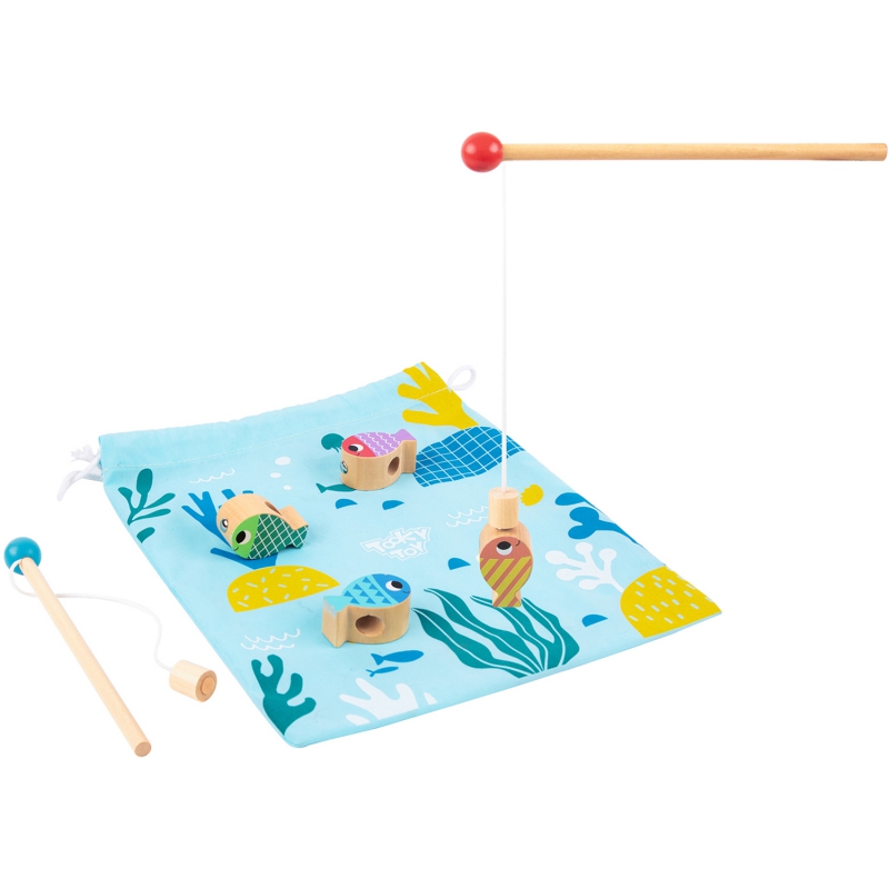 Drewniana gra wieloryb i rybki wielofunkcyjna 4 w 1, zabawka dla dzieci, Tooky Toy