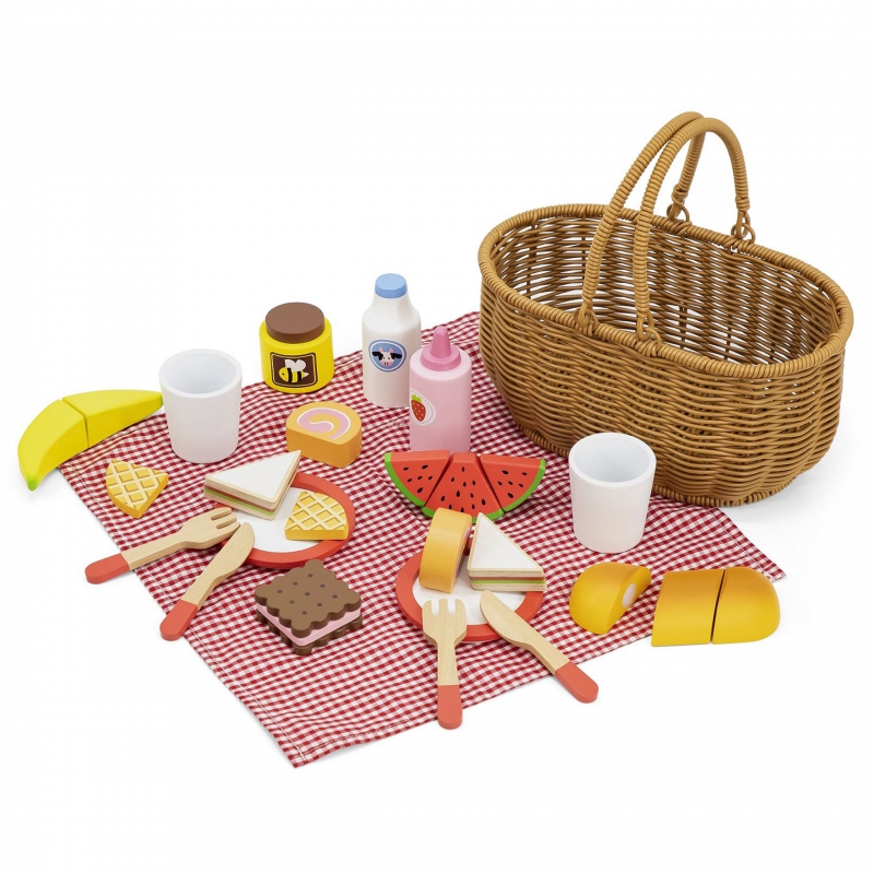 Drewniany zestaw piknikowy 30 el., zabawka dla dzieci, Viga