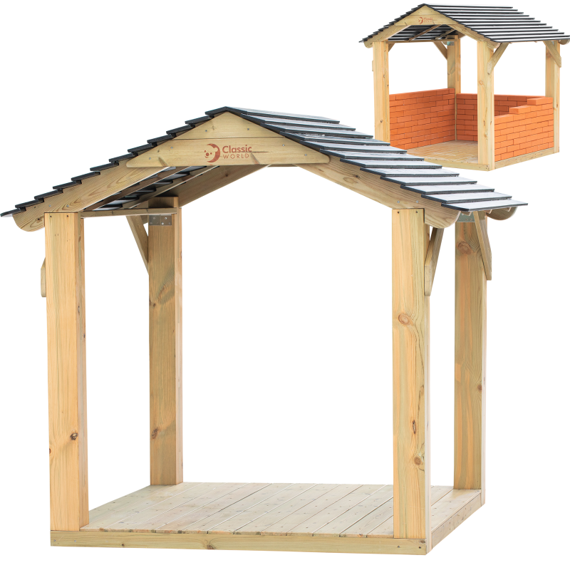 Edu duży drewniany domek altana, zabawka dla dzieci, Classic World