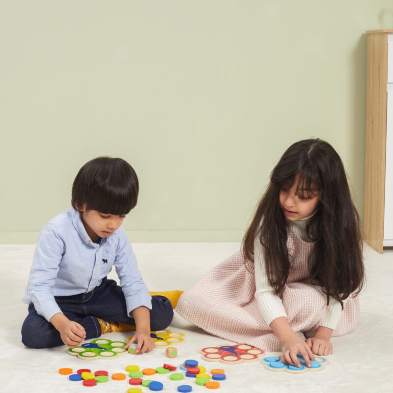 Drewniana gra dopasuj kolory pawi ogon Montessori + karty, zabawka dla dzieci, Viga