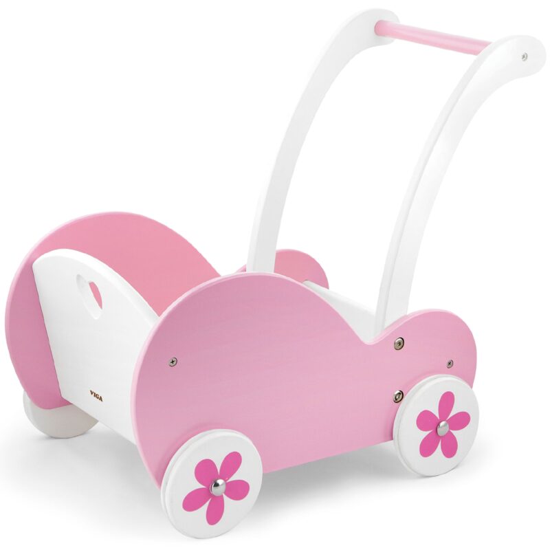 Drewniany wózek dla lalek Viga, zabawka dla dzieci