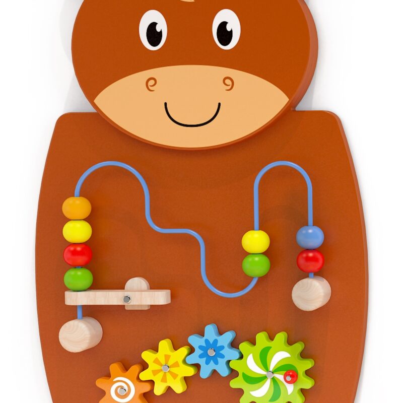 Drewniana gra z przeplatnką i kołami zębatymi koń Viga Toys Montessori, zabawka dla dzieci