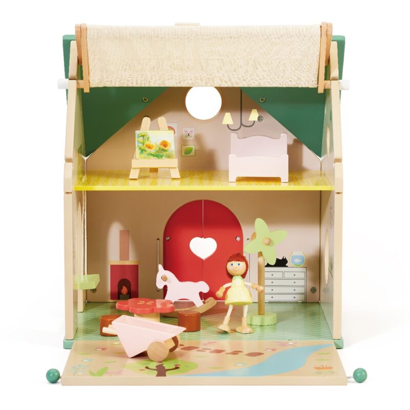 Wiejski drewniany domek dla lalek 10 el., zabawka dla dzieci, Classic World