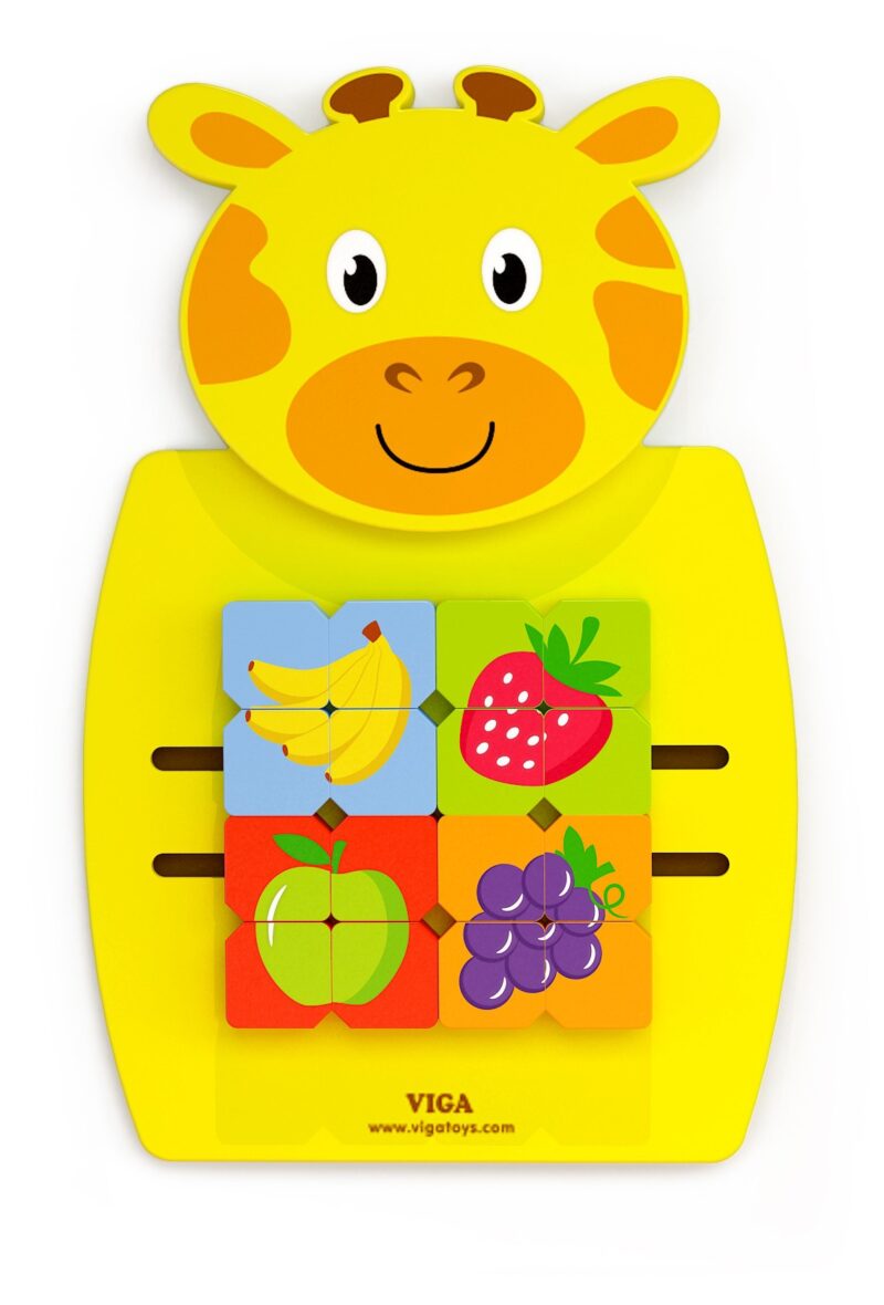 Drewniana sensoryczna tablica manipulacyjna żyrafa Viga Toys, zabawka dla dzieci