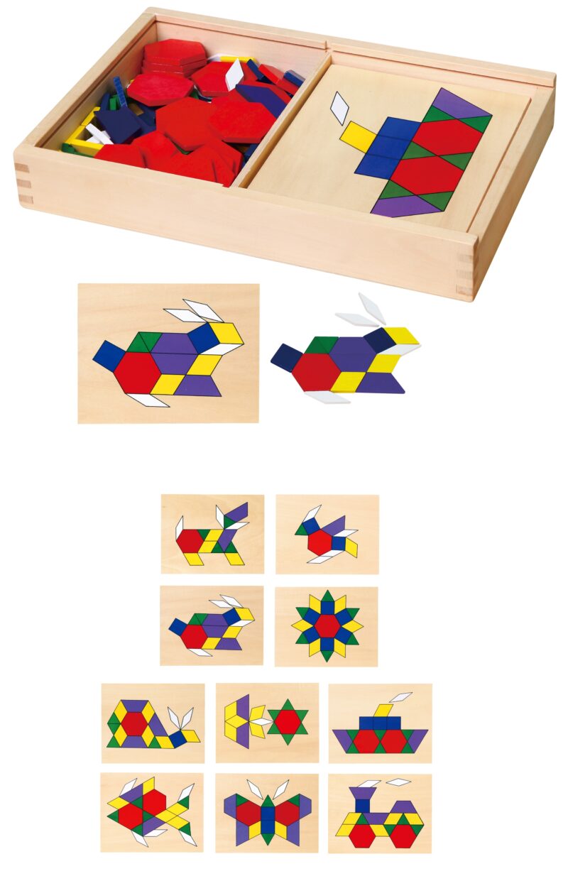 Drewniana mozaika geometryczna Viga Toys klocki dienesa układanka logiczna 148 el Montessori, zabawka dla dzieci
