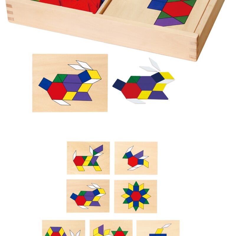 Drewniana mozaika geometryczna Viga Toys klocki dienesa układanka logiczna 148 el Montessori, zabawka dla dzieci