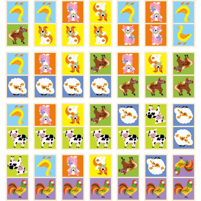 Drewniana gra domino farma Viga Toys 28 elementów Montessori, zabawka dla dzieci