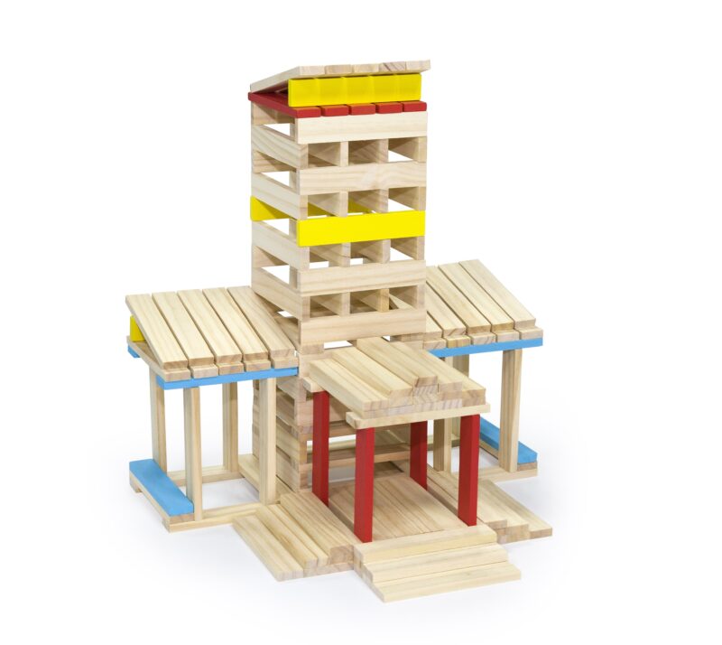Drewniane klocki konstrukcyjne budynki, zabawka dla dzieci, Viga
