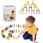 Zestaw drewniane klocki gra domino farma 116 elementów, zabawka dla dzieci, Viga