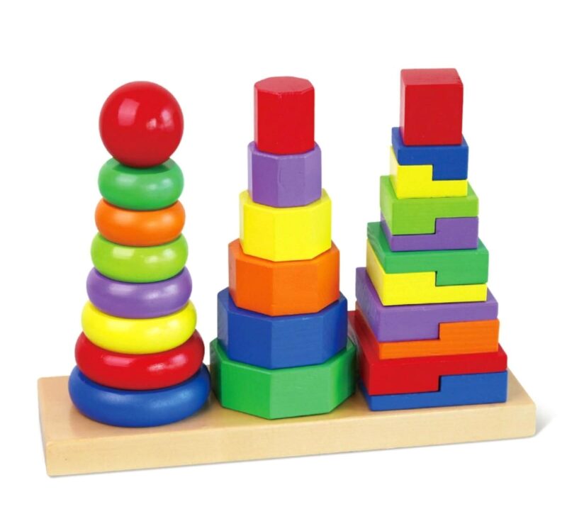 Drewniane klocki układanka piramidki, zabawka dla dzieci, Viga
