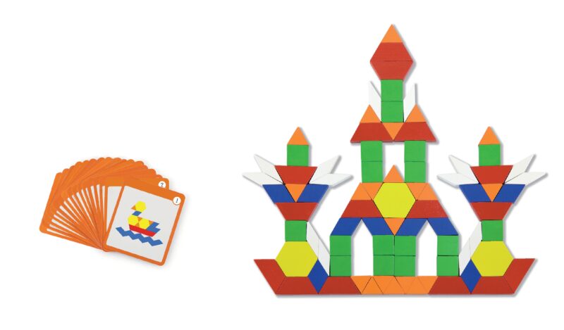 Drewniana mozaika geometryczna Viga Toys układanka logiczna klocki 102 el, zabawka dla dzieci