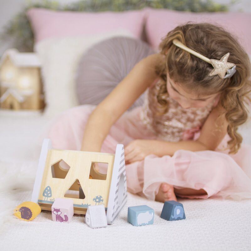Drewniany sorter z klockami piramida układanka, zabawka dla dzieci, Viga PolarB