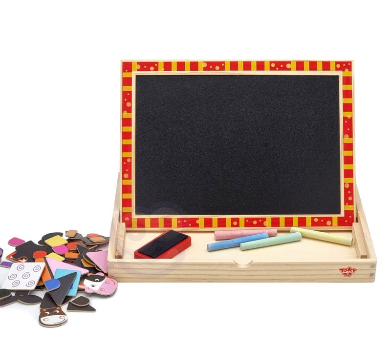 Drewniana tablica dwustronna puzzle układanka magnetyczna farma, zabawka dla dzieci, Tooky Toy