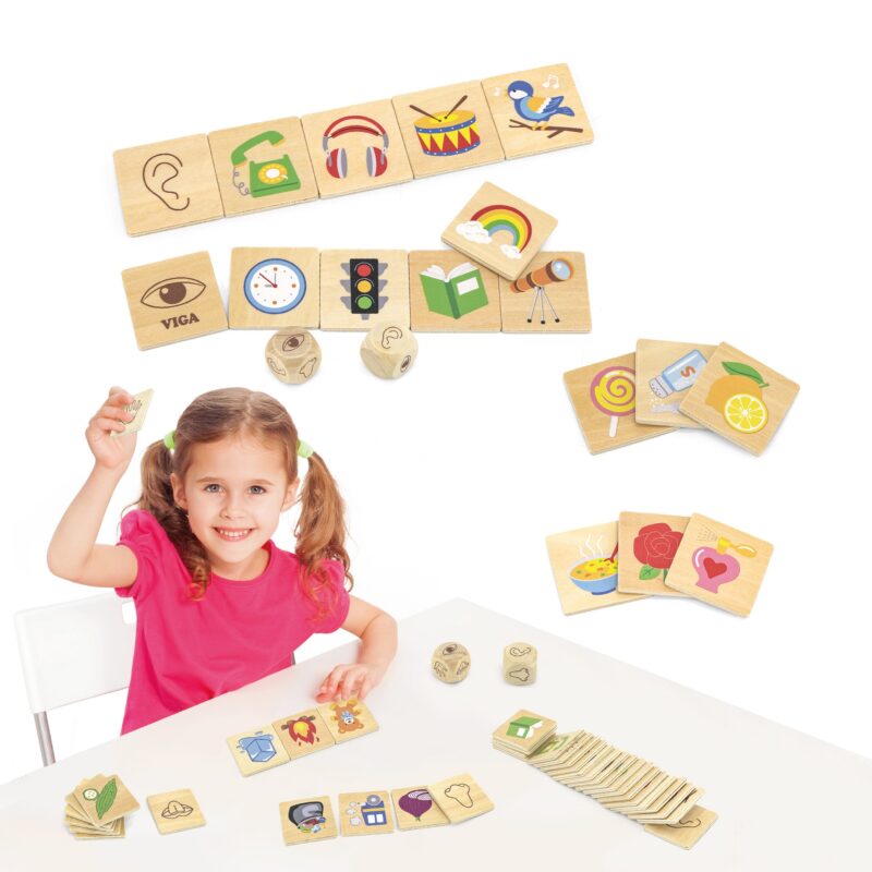 Gra edukacyjna układanka ucząca sortuj zmysły 37 el. Montessori, zabawka dla dzieci, Viga