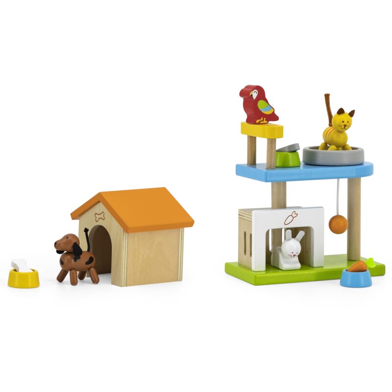Zwierzęta domowe drewniany plac zabaw zestaw, zabawka dla dzieci, Viga