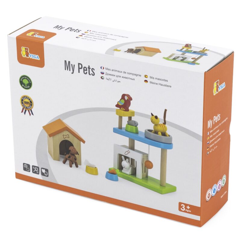 Zwierzęta domowe drewniany plac zabaw zestaw, zabawka dla dzieci, Viga