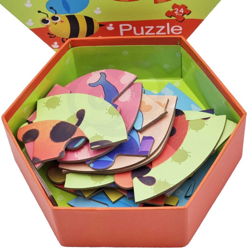 Drewniane puzzle owady układanka dla dzieci 6 obrazków 24 el., zabawka dla dzieci, Classic World