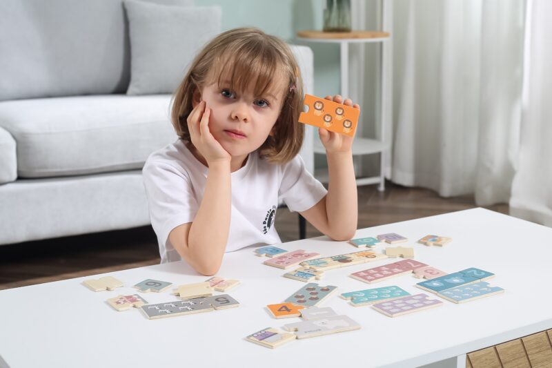 Drewniane puzzle numeryczne cyferki Montessori, zabawka dla dzieci, Viga PolarB