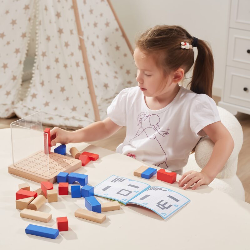Drewniana gra budowanie klocki 3d Montessori, zabawka dla dzieci, Viga