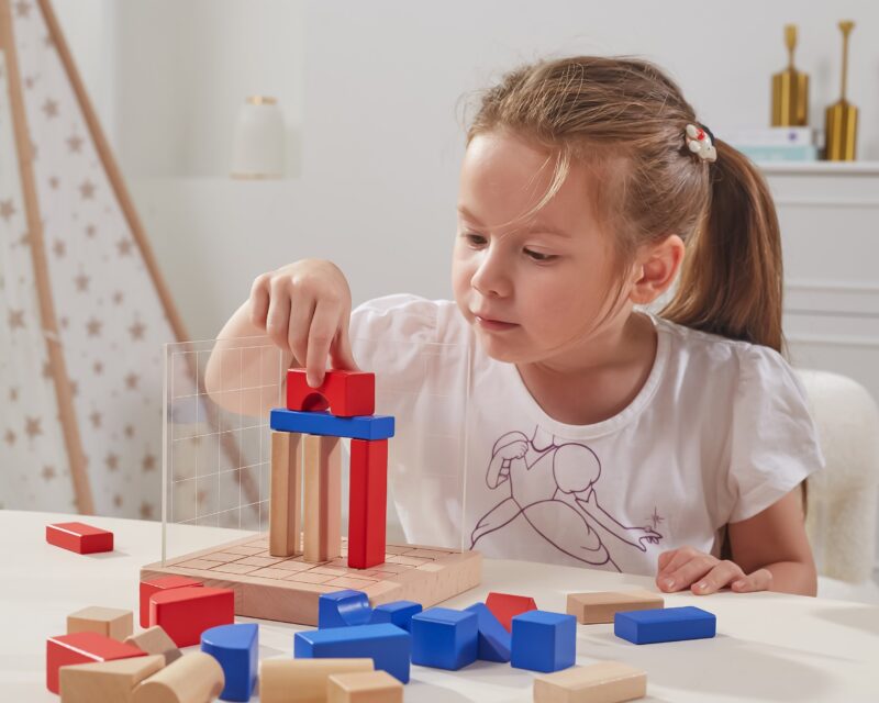 Drewniana gra budowanie klocki 3d Montessori, zabawka dla dzieci, Viga