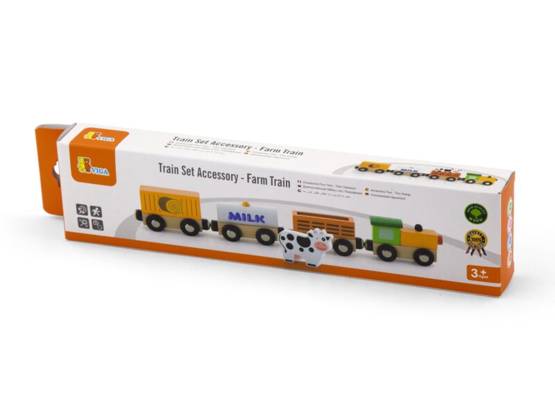 Zestaw akcesoriów do kolejki - pociąg rolniczy, zabawka dla dzieci, Viga