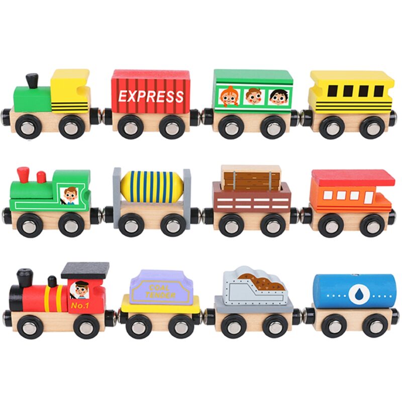 Drewniane pojazdy wagoniki na magnes, zabawka dla dzieci, Tooky Toy