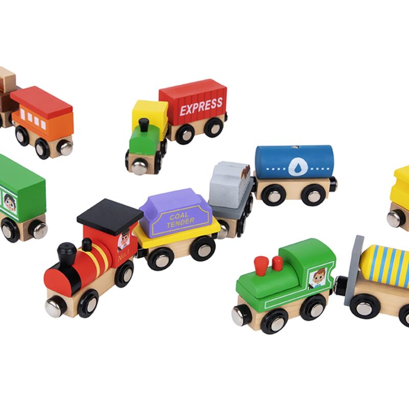 Drewniane pojazdy wagoniki na magnes, zabawka dla dzieci, Tooky Toy