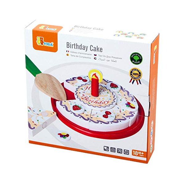 Tort urodzinowy drewniany zestaw do krojenia na rzepy Viga Toys, zabawka dla dzieci