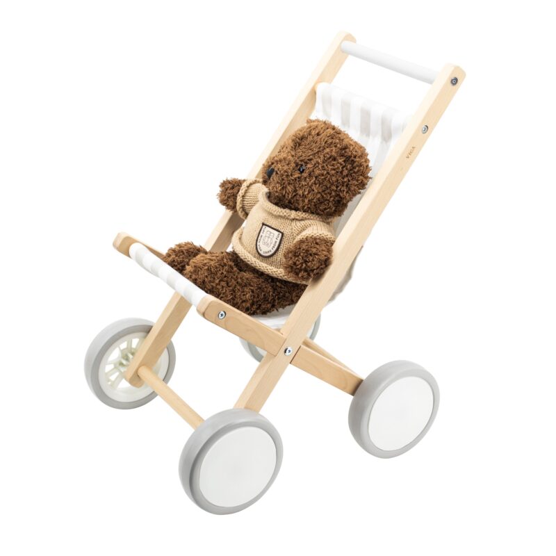 Drewniany wózek dla lalek spacerówka, zabawka dla dzieci, Viga