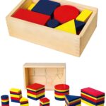 Drewniane klocki dienesa figury geometryczne Viga Toys Montessori, zabawka dla dzieci