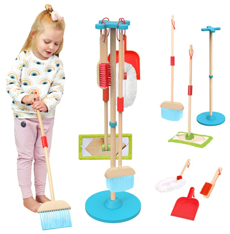 Drewniany zestaw do sprzątania dla dzieci 6 el., zabawka dla dzieci, Tooky Toy