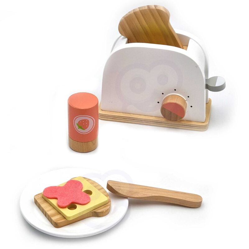 Drewniany toster zestaw dla dzieci 9 el., zabawka dla dzieci, Tooky Toy