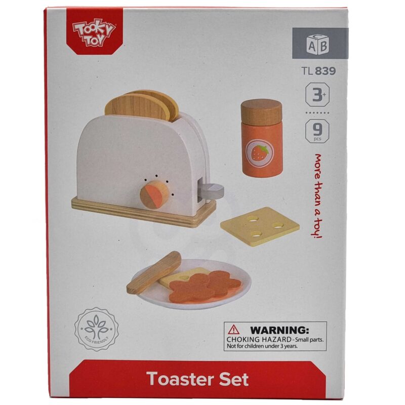 Drewniany toster zestaw dla dzieci 9 el., zabawka dla dzieci, Tooky Toy