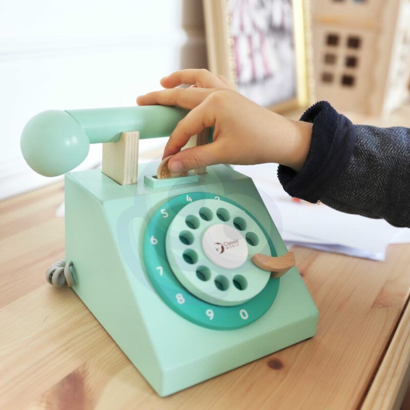Klasyczny drewniany telefon dla dzieci 4 el., zabawka dla dzieci, Classic World