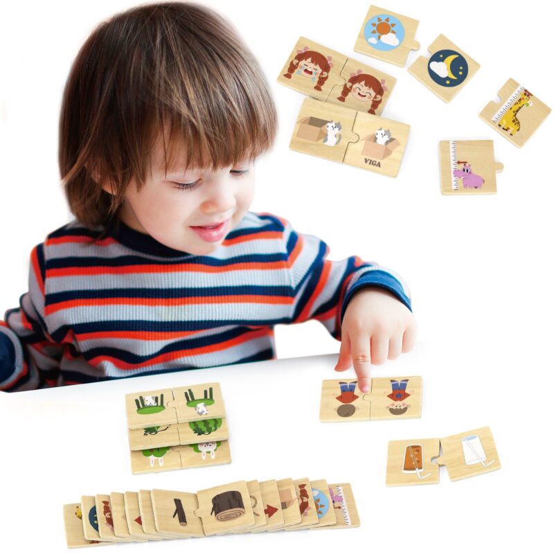 Drewniana układanka puzzle przeciwieństwa, zabawka dla dzieci, Viga