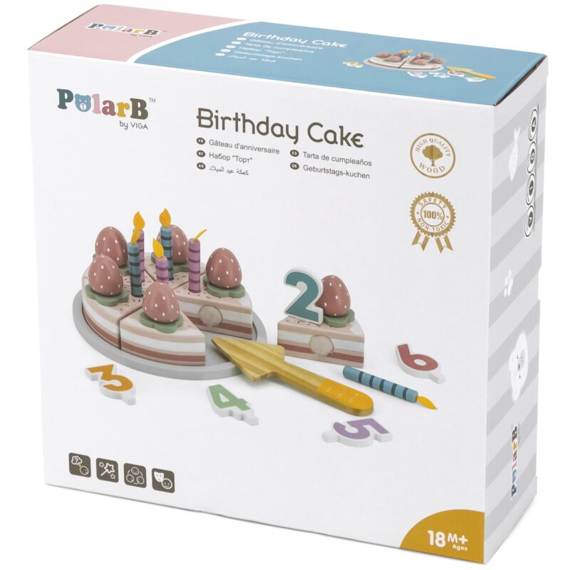 Drewniane ciasto tort urodzinowy do krojenia, zabawka dla dzieci, Viga PolarB