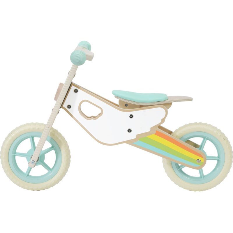 Drewniany rowerek biegowy dla dzieci ciche koła tęcza, zabawka dla dzieci, Classic World