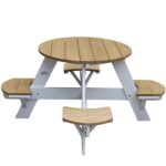 Drewniany stolik piknikowy "ufo" 4 miejsca siedzące, zabawka dla dzieci, AXI