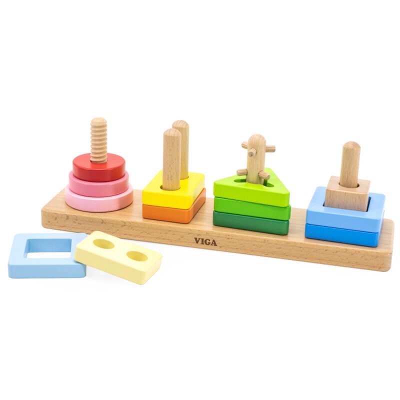 Drewniany geometryczny sorter labirynt, zabawka dla dzieci, Viga