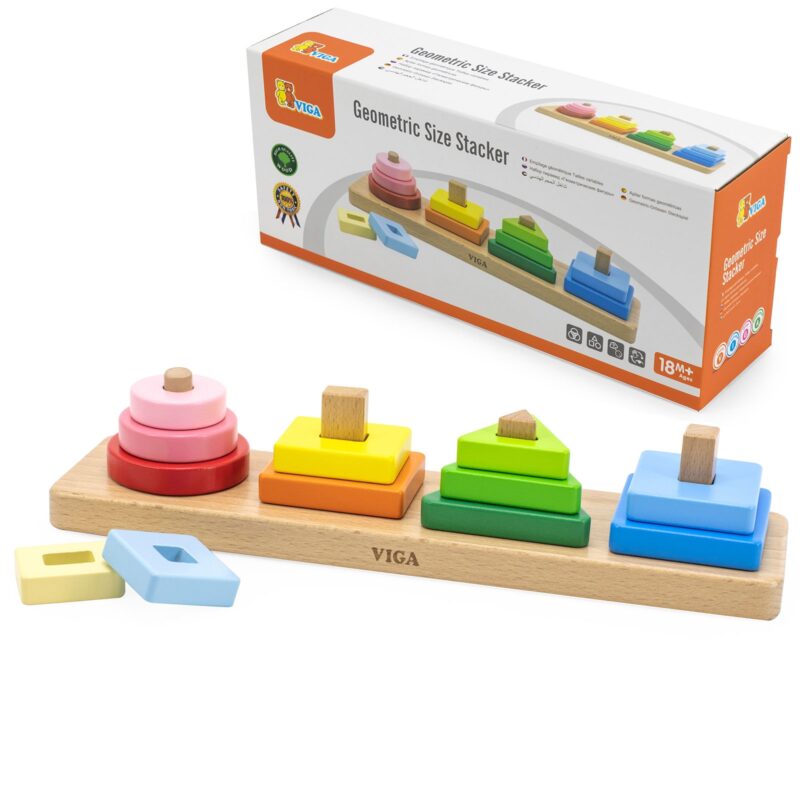 Drewniany geometryczny sorter układanka, zabawka dla dzieci, Viga
