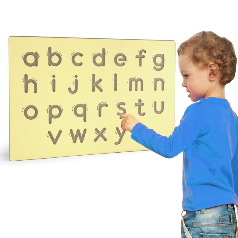 Nauka pisania małe litery szablon do tablicy Viga Toys Montessori, zabawka dla dzieci