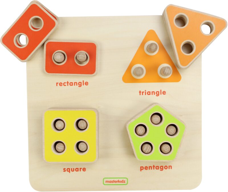 Drewniany sorter kształtów figury geometryczne liczenie Masterkidz Montessori, zabawka dla dzieci