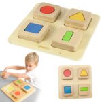 Sensoryczny sorter drewniany kształty i kolory Masterkidz Montessori, zabawka dla dzieci