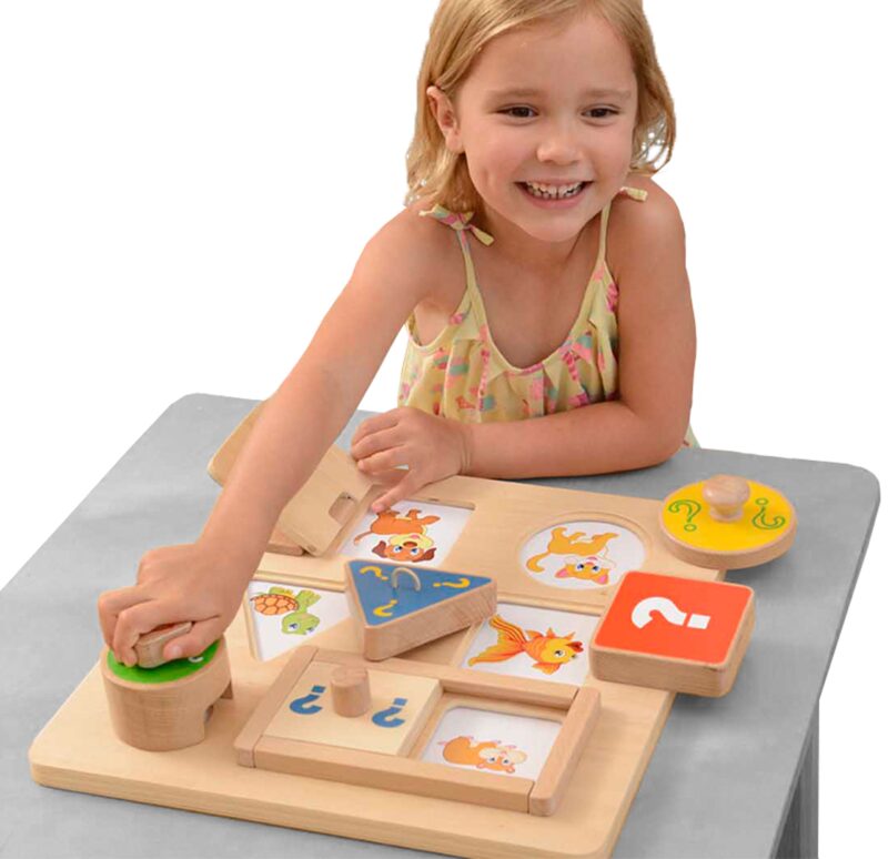 Drewniana tablica z elementami do układania, łamigłówka, zabawka dla dzieci Montessori