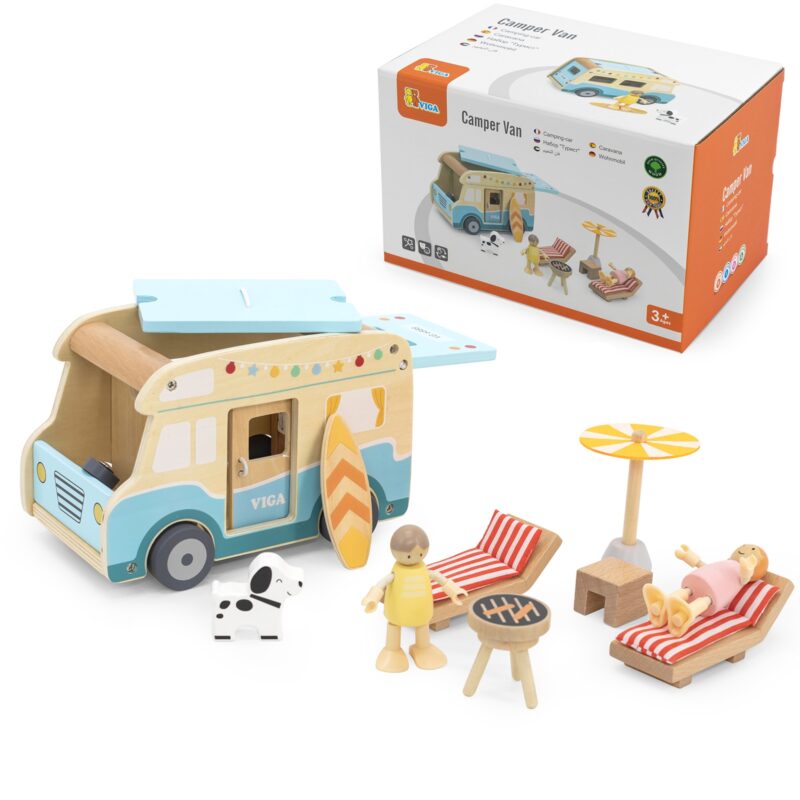 Drewniany kamper plaża, zabawka dla dzieci, Viga