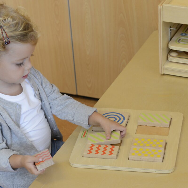 Układanka dwustronne dotykowe klocki wizualne Montessori, zabawka dla dzieci, Masterkidz