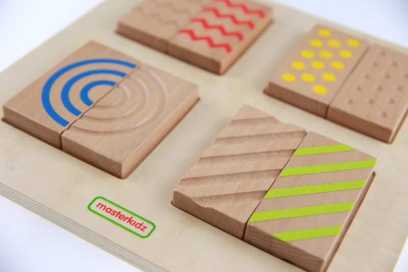 Układanka dwustronne dotykowe klocki wizualne Montessori, zabawka dla dzieci, Masterkidz