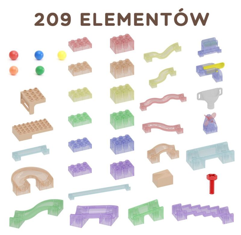 Zestaw konstrukcyjny tor dla piłek tablica STEM 209elementów, zabawka dla dzieci, Masterkidz