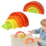 Drewniane puzzle układanka tęcza Montessori, zabawka dla dzieci, Masterkidz